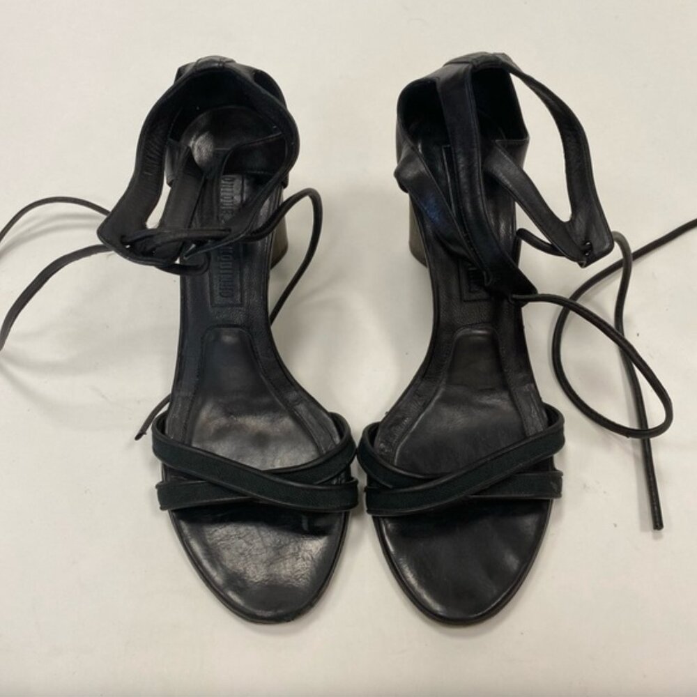 Veronique Branquinho Black Leather Heels with wooden heel